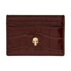 Alexander McQueen Burgundy Skull Card Holder